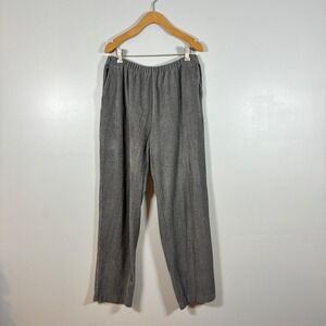 2 Lands End Pants M Gray Navy Sport Knit Straight Corduroy Elastic Casual Comfy